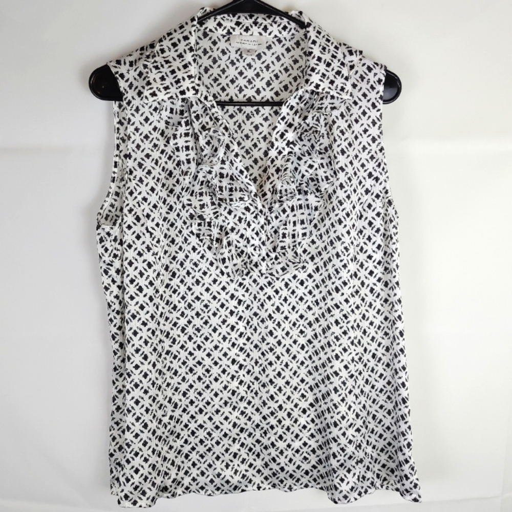 Tahari Floral Blouse Top Womens M Office Work Cocktail Going Out Party Elegant